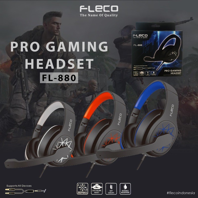 PROMO HEADPHONE FLECO ORIGINAL GAMING FL880 EXTRA BASS HIFI SOUND