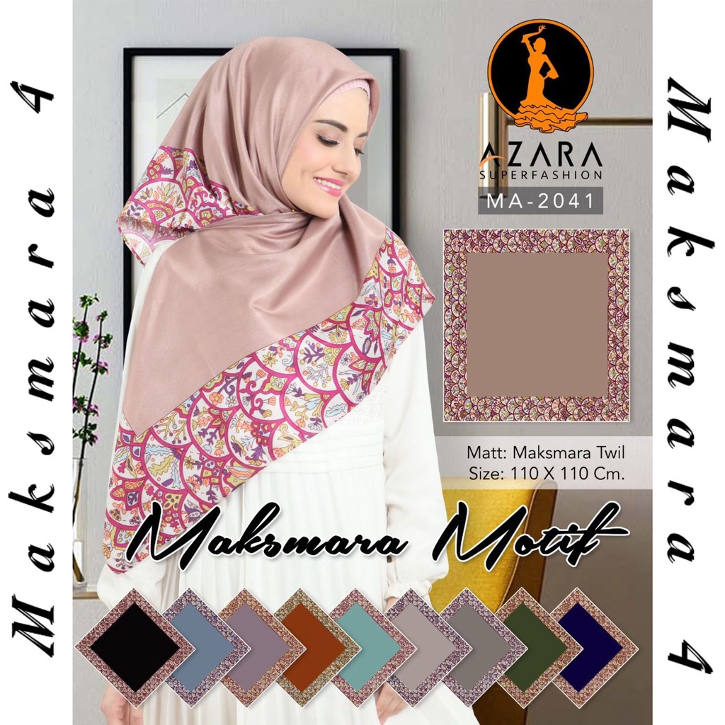 Segiempat Motif Hijab SILK OLIVIA MOTIF UMAMA 110x110 Butter Silk Velvet Motif-Maksmara 4