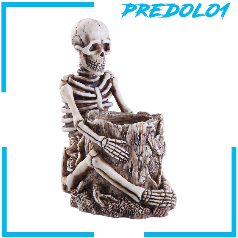 (Predolo1) Holder Pulpen Bentuk Tengkorak Bahan Resin Untuk Dekorasi Halloween