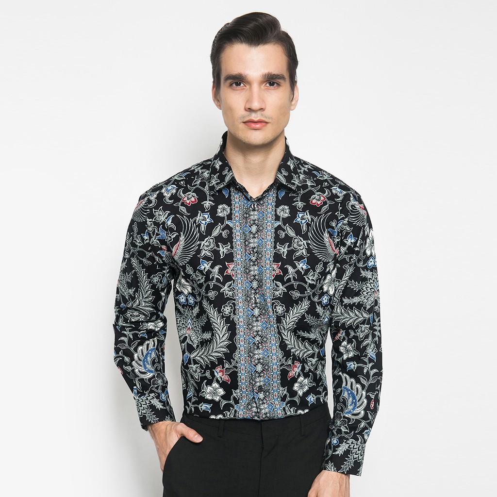 kemeja Alisan Bayar COD Alisan Kemeja Lengan Panjang Batik Reguler 10464 Biru diskon murah