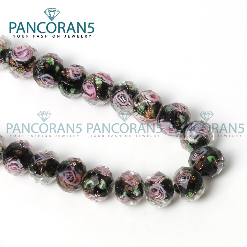 Crystal Ceko Murano Lampwork Warna Hitam