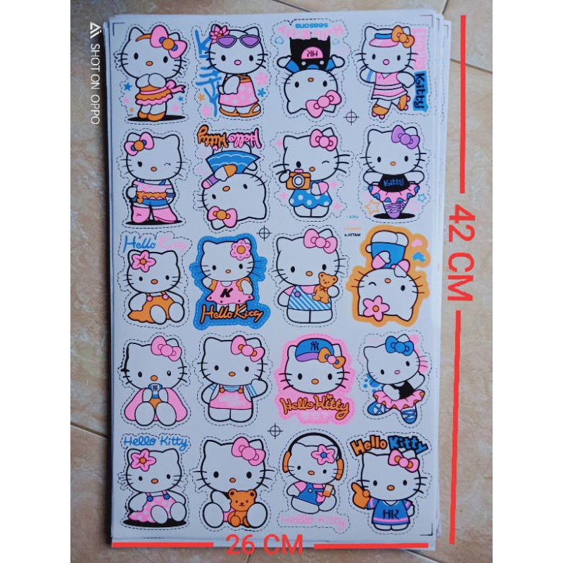 

Stiker lembaran HELLO KITTY ukuran 26x42cm isi 20 stiker
