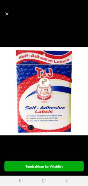 LABEL TOM &amp; JERRY 99/103/112/121/127 Self Adhesive Labels