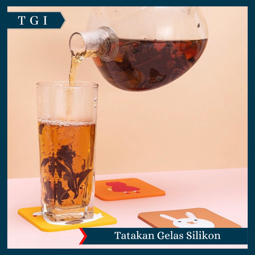 TGI - TATAKAN GELAS ANTI PANAS LICIN ALAS GELAS MOTIF / ALAS GELAS ANTI PANAS / TATAKAN GELAS KARAKTER KARTUN / ALAS GELAS SILIKON / CUP MUG