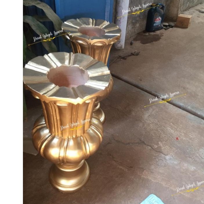 VAS BUNGA JAMUR KAYU SOLID DEKORASI PELAMINAN