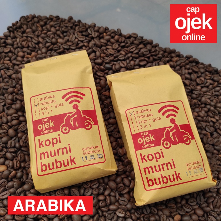 

Biji Kopi Bubuk Arabika cap Ojek Online Bis Kota Aroma Liong Bulan Java Ijen 250gr