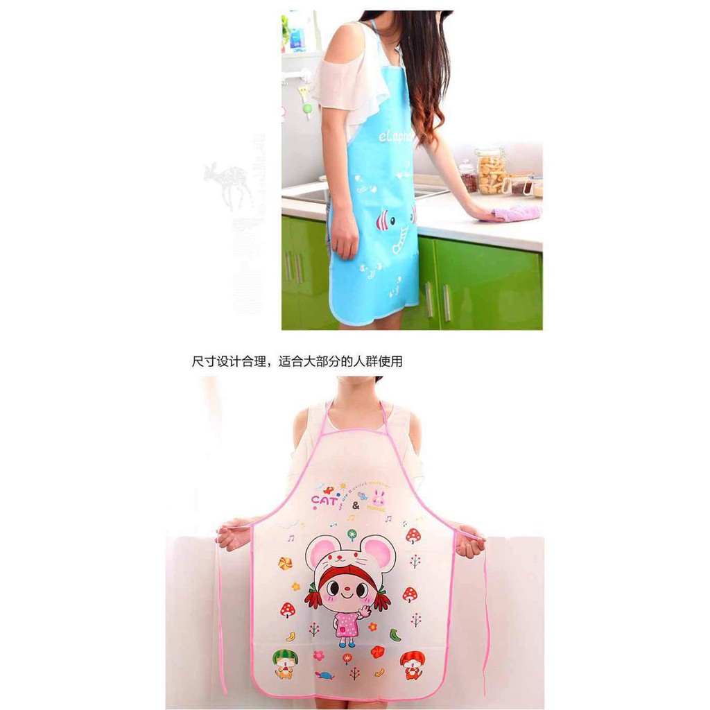 ☛TK☚ R003 Celemek Masak Karakter Waterproof Apron Plastik Motif Anti Tahan Air Dapur Baju Transparan