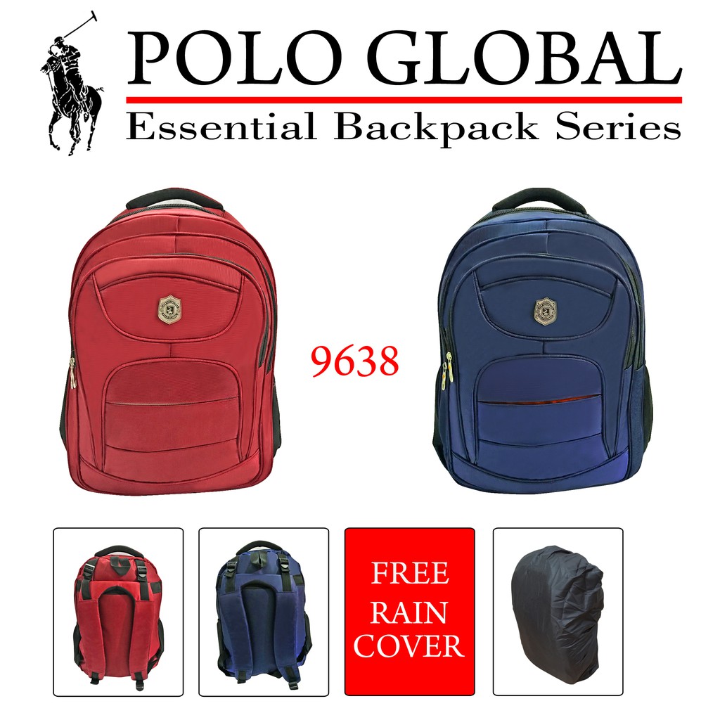 PROMO TAS RANSEL / TAS KERJA PRIA KEKINIAN POLO GLOBAL ORIGINAL FREE RAIN COVER