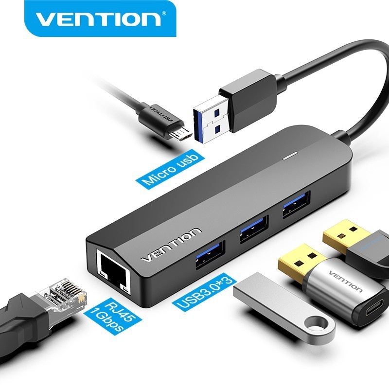 Vention USB Hub 2.0 3.0 Lan Ethernet Port Adapter With Power Por CHNBB