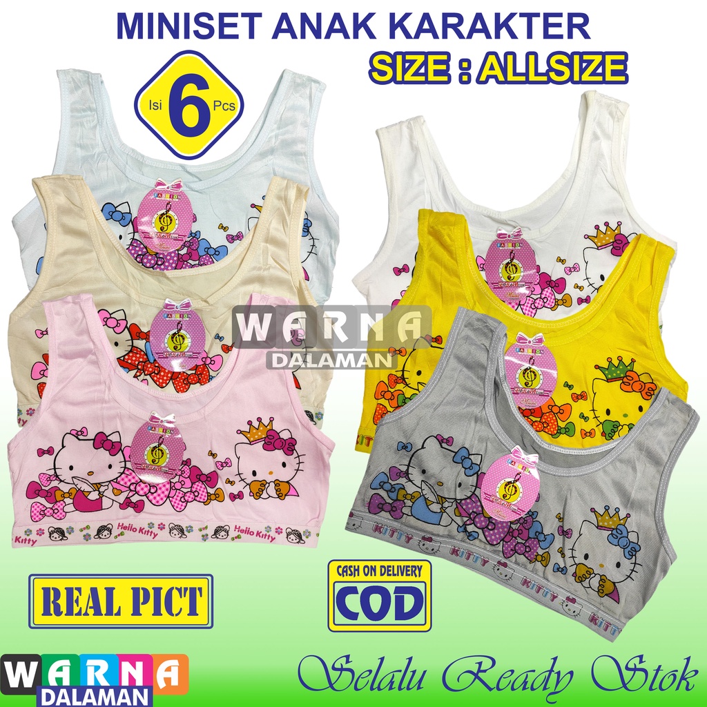 6 Pcs MINISET Anak SD SMP Bra Remaja ABG Gadis Mini Set Motif Gambar Warna Random | WARNA DALAMAN