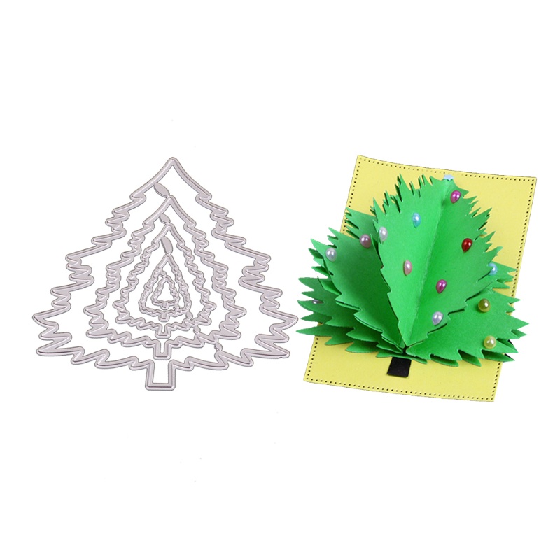 Cetakan Stensil Cutting Dies Motif Pohon Natal Bahan Metal Untuk Scrapbook / Craft Diy