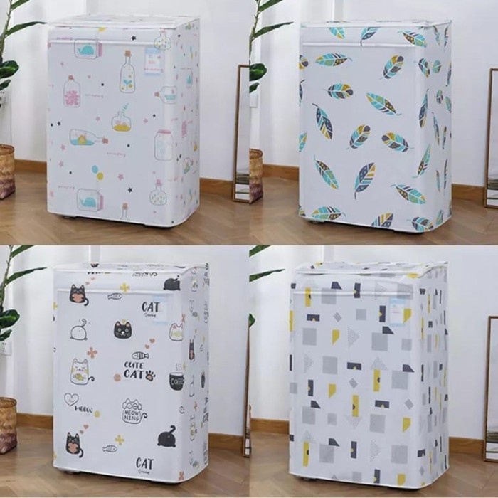 Cover Mesin Cuci Buka Atas 7kg Bahan Peva Anti Air Tebal / Penutup Mesin Cuci Bahan Peva Anti Air ,Debu Dan Sinar Matahari- SC