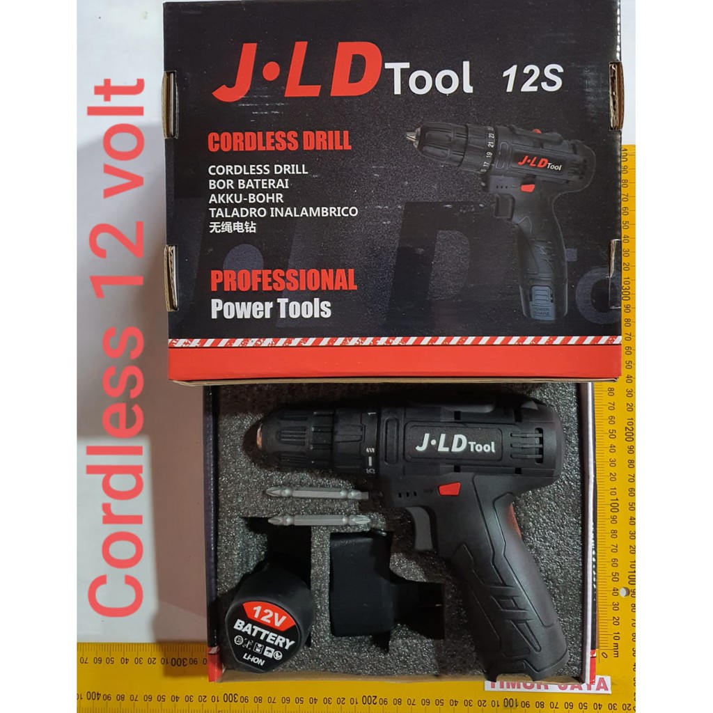 JLD 12S SINGLE BATERE baterai Mesin Bor Cordless Besi Kayu Charger Cas 12V