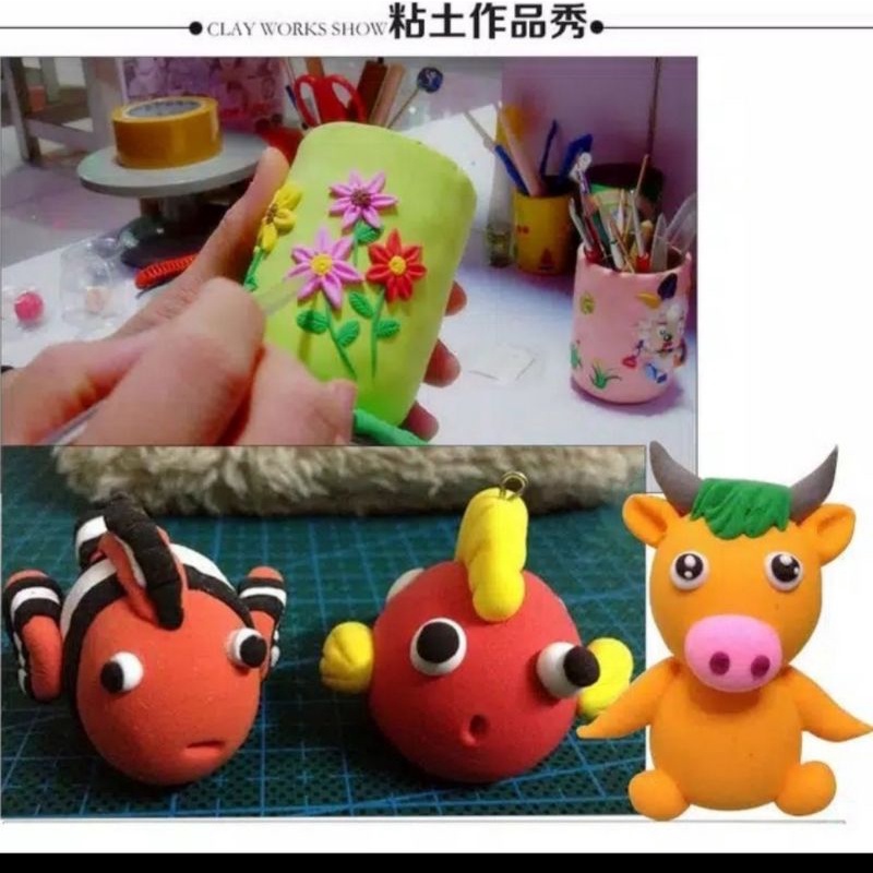 Super clay Paket Mainan Edukasi Polymer Clay super Soft mainan Clay playdoh mainan Anak Perempuan Mainan Anak Laki Laki Sensori  set mainan play doh 12 warna Super Clay Slime