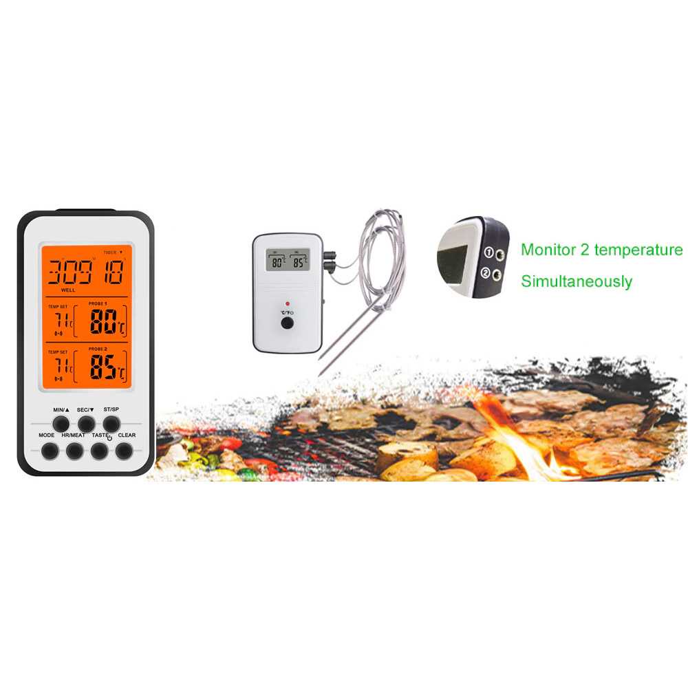 TD - DPR Anpro Digital Food Thermometer Meat BBQ 2 Probe - KN6008-2