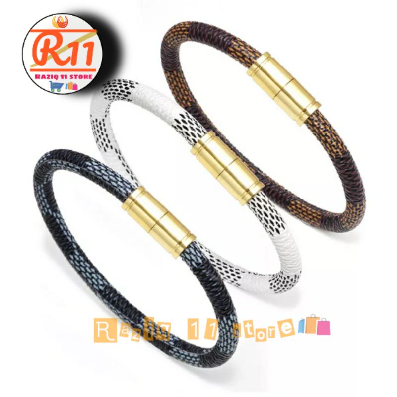 Gelang Tali Kulit Leather Lv Import Premium