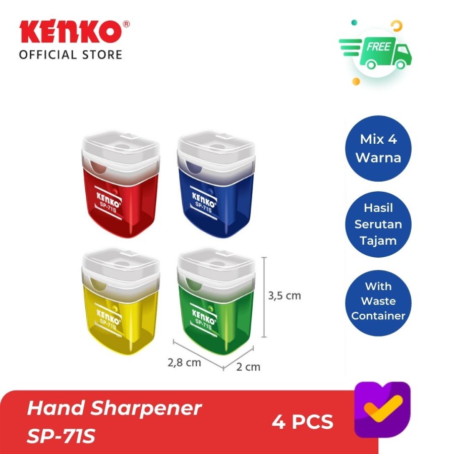 

Kenko Sharpener SP-71S (1 Hole Small) Mix Color 4 PCS