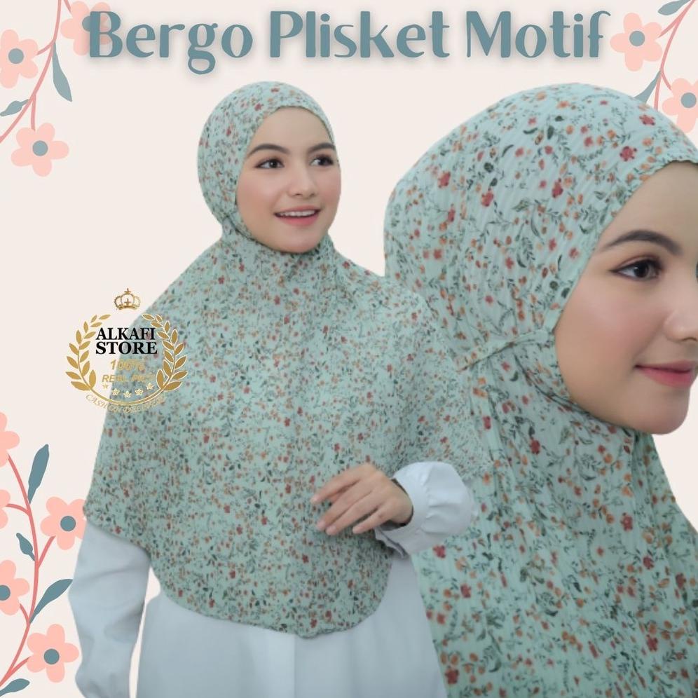 Jilbab Bergo Plisket Motif Termurah Kerudung Rumahan Ceruty Baby Doll Termurah Alkafi Store
