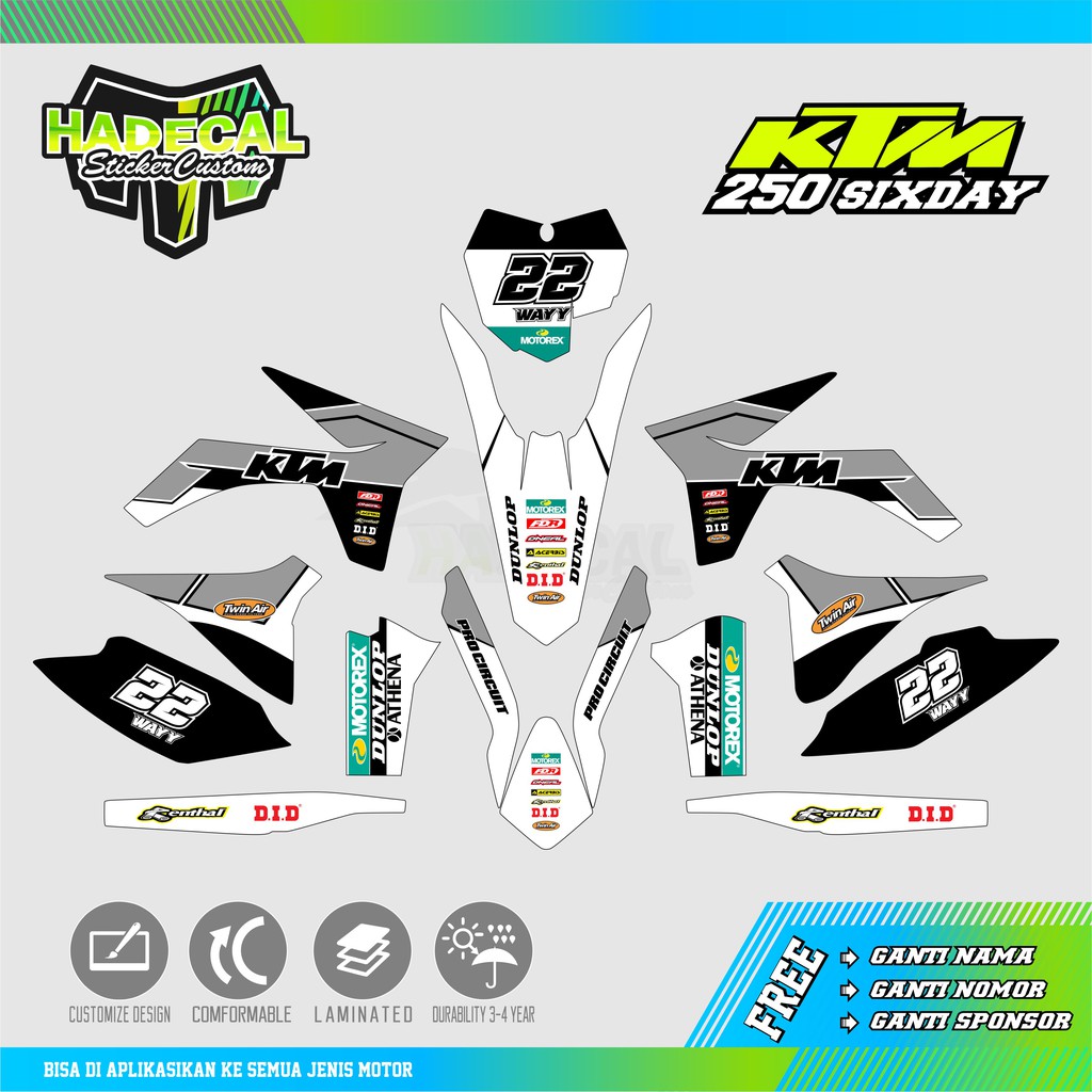 DECAL STICKER KTM 250 SIXDAYS CUSTOM