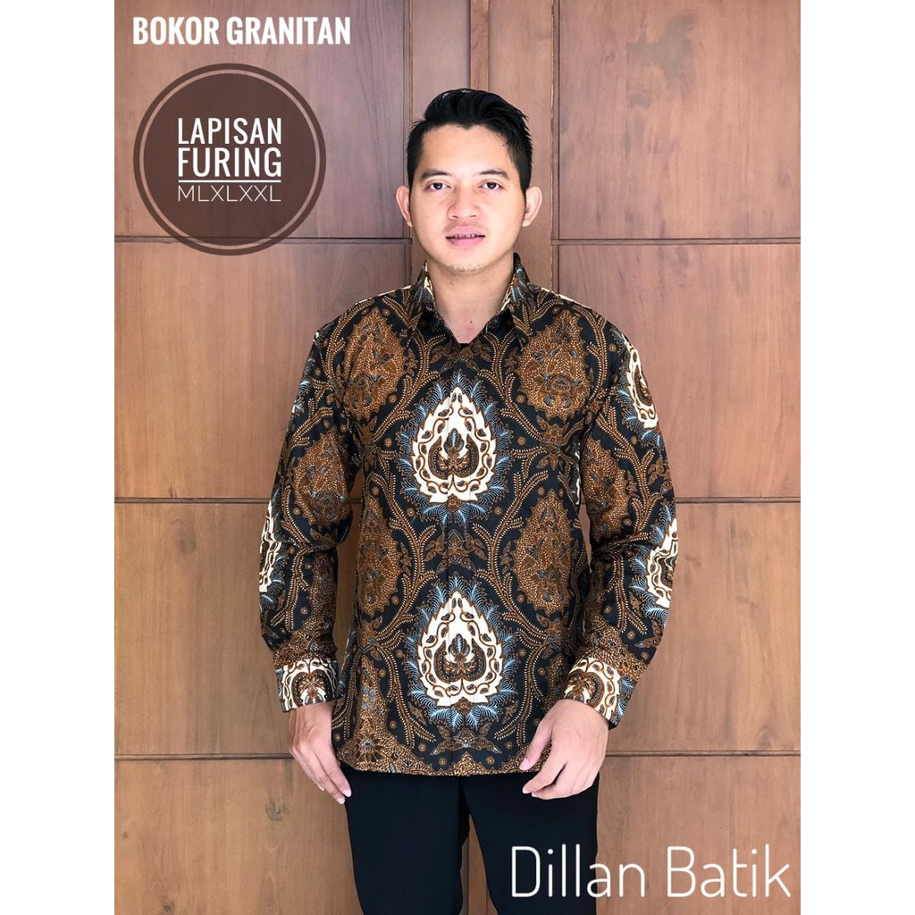 BOKOR GRANITAN DILLAN KEMEJA BAJU BATIK PRIA SOLO LENGAN PANJANG PENDEK LAPIS FURING ATASAN BATIK PREMIUM MODERN KATUN HALUS KERIS PUSOKO KUKILO KEMBAR KURUSETRA MAHKOTA BIRU NAGA PUSPA NAKULA MADRA NARENDRA KUSUMA NAWASENA PARANG BIRU PARANG BUNG PARANG