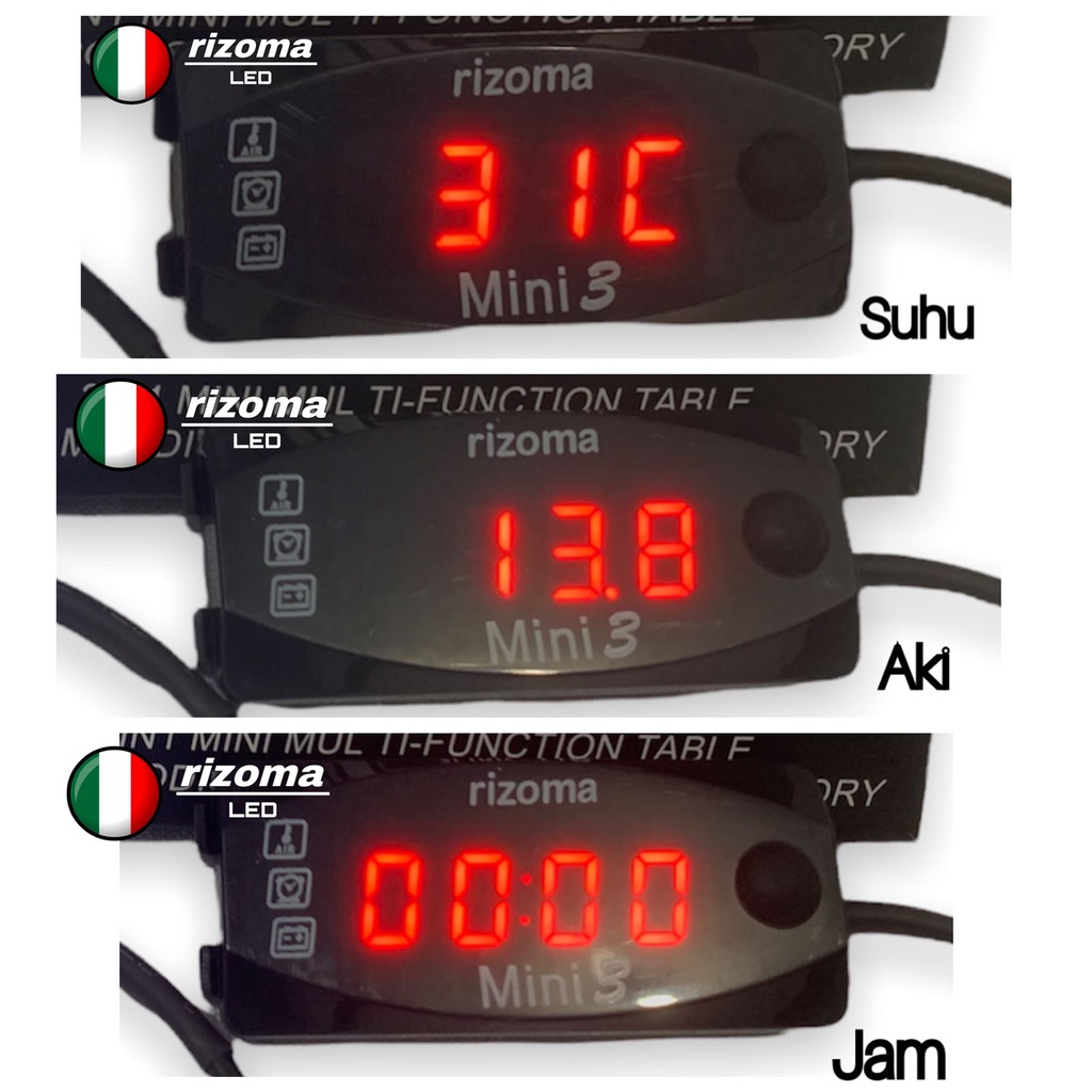 Volt Meter Motor Voltmeter Rizoma Original Volt Meter Rizoma Digital 3 In1 Accu Aki,Jam &amp; Temperature