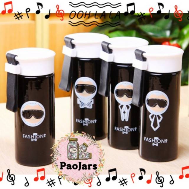 Botol minum / botol minum kaca black karlito / botol minum kaca / botol