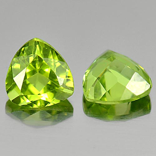 Matching Pair Trilliant 6.2x3.7mm Natural Green Peridot Unheated Untreated 1.83ct PD815