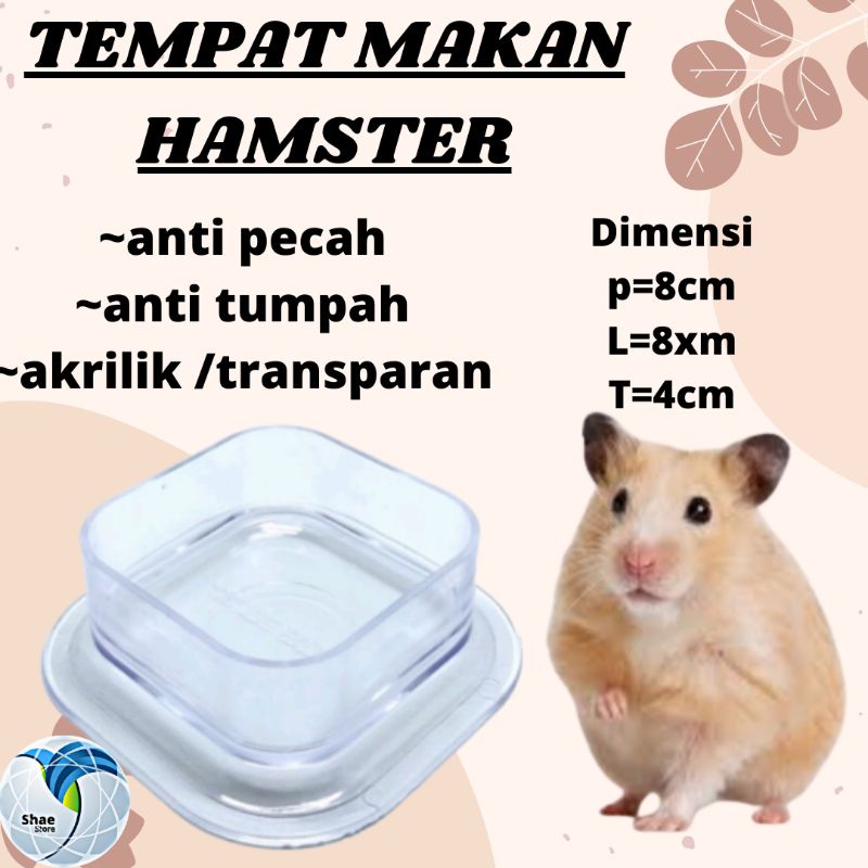 TEMPAT MAKAN AKRILIK TRANSPARAN/TEMPAT MAKAN HAMSTER/TRMPAT MAKAN ANTI TUMPAH/TRMPAT MAKAN HEWAN