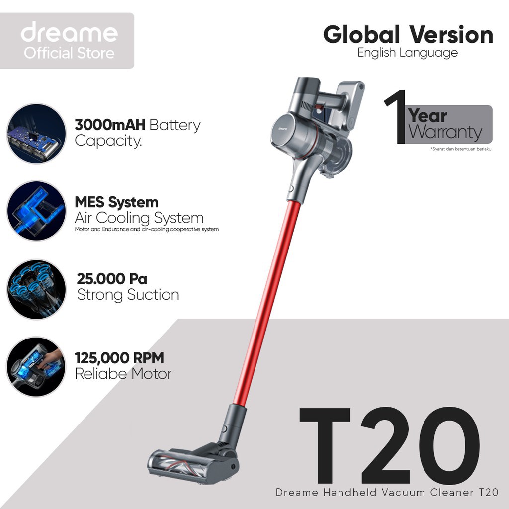 Dreame T20 Vacuum Cleaner 25kPa Cordless Penyedot Debu - Garansi Resmi