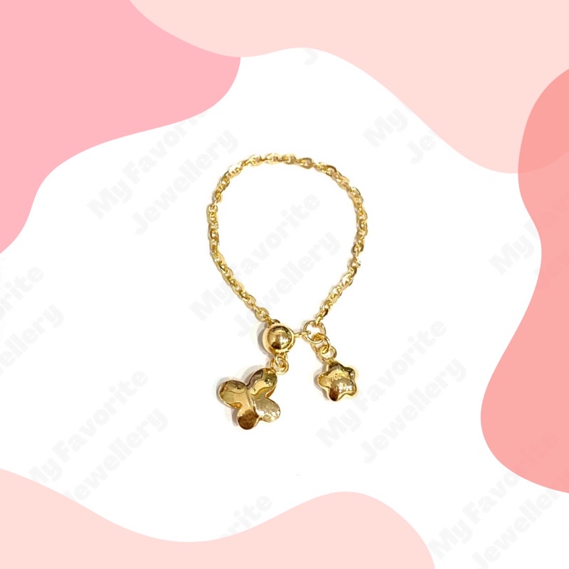 Cincin Serut Kupu-kupu Kembang Emas Asli Kadar 700