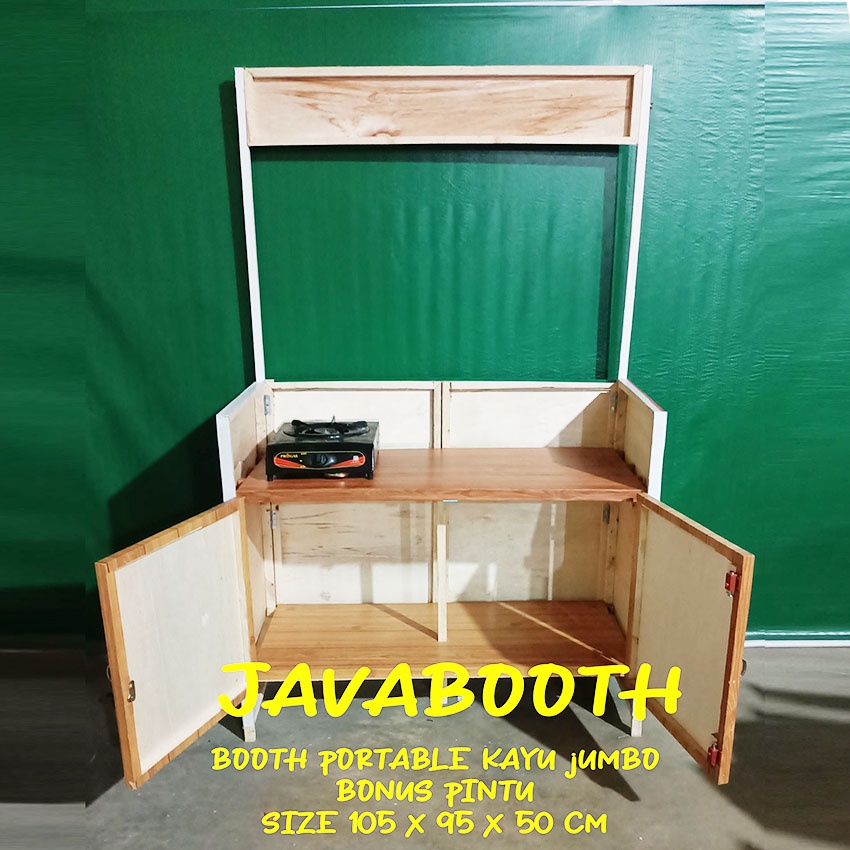Booth Portable / Gerobak Lipat / Meja Lipat Kayu Atap Bonus Rak Display