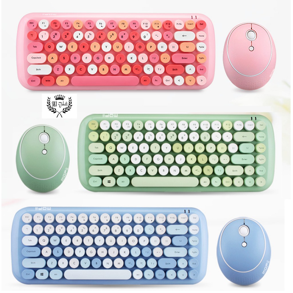 Keyboard dan mouse  set PREMIUM Mofii model Retro Type Writer Wireless 2.4G SB11