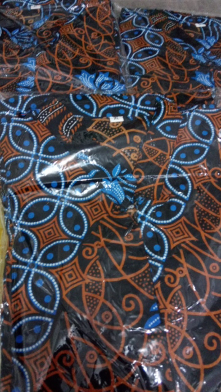 Batik Couple Keluarga Sania Ruffle Ori Ndoro Jowi Dnt Motif Seno Biru