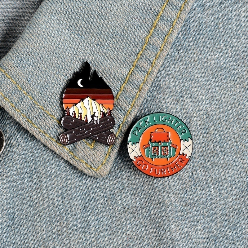 Go Travel Adventure Pin Mountain Forest Lakes Earth Explore Nature Bus Ticket Enamel Pin Button Badge Brooch Women Men Outdoorsy Gift