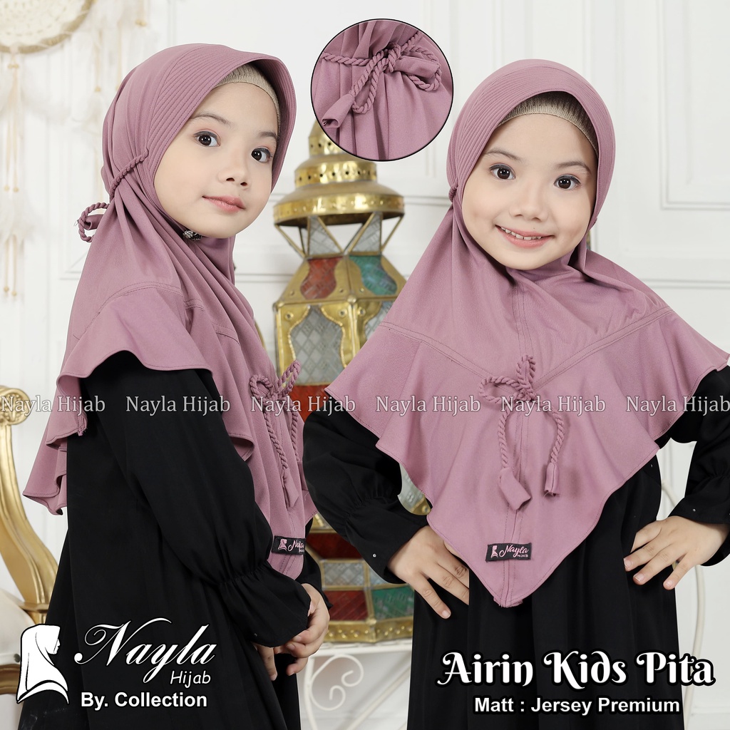 Kerudung Anak Tali Kepang AIRIN KIDS PITA Hijab Instan Anak Jersey Airis Terbaru Nayla Hija'b