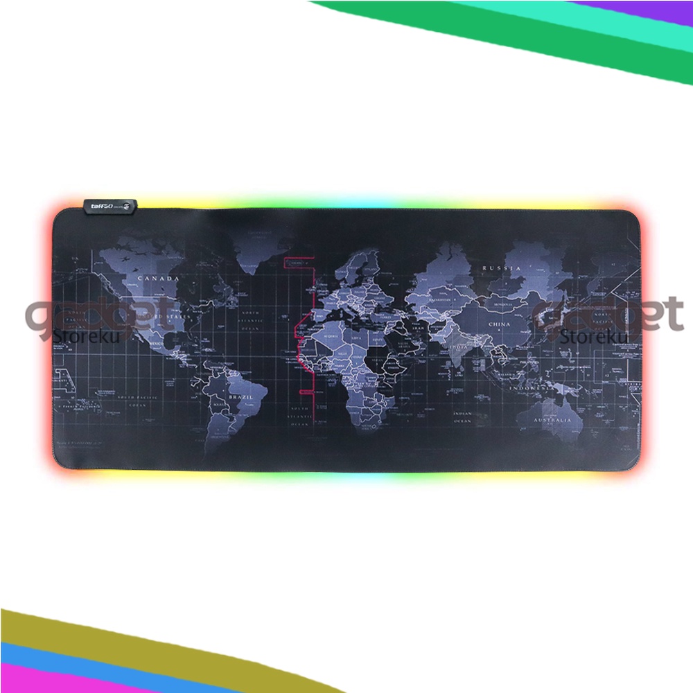 Gaming Mouse Pad XL Peta Dunia + LED RGB 300 x 700 x 4mm