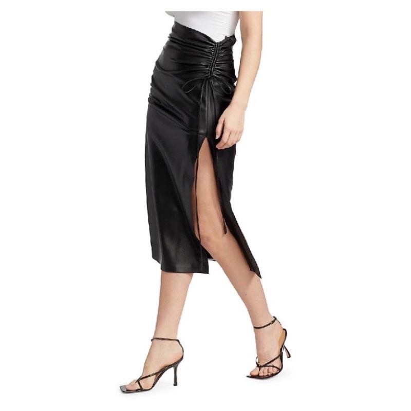 Rok span kulit wanita / skirt leather shaving hotty A-line stretchy by Rise's