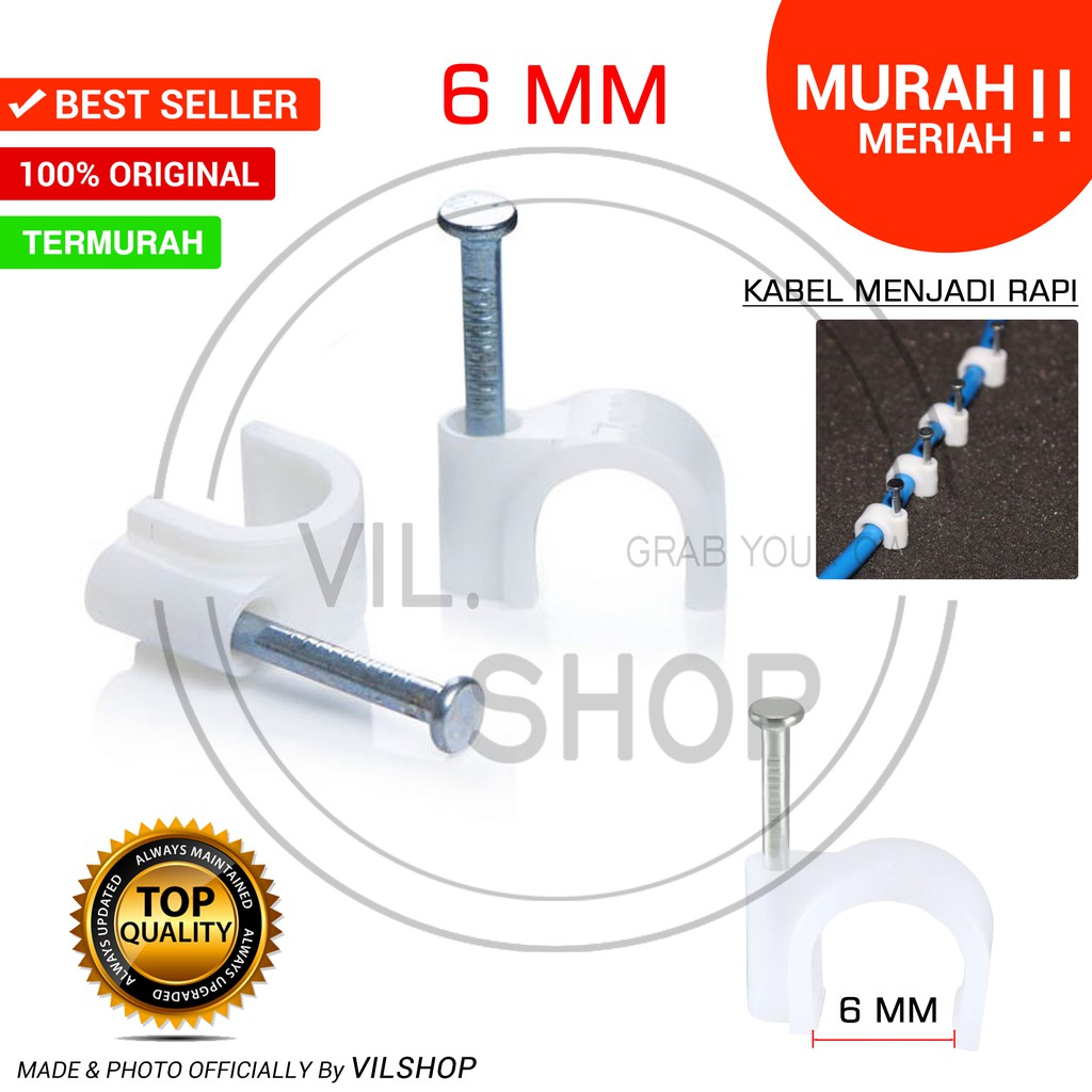 KLEM KABEL NO 6MM / CABLE CLIP NO 6MM / PENJEPIT KABEL LISTRIK 6MM / KLEM KABEL LISTRIK NO 6MM MEDAN