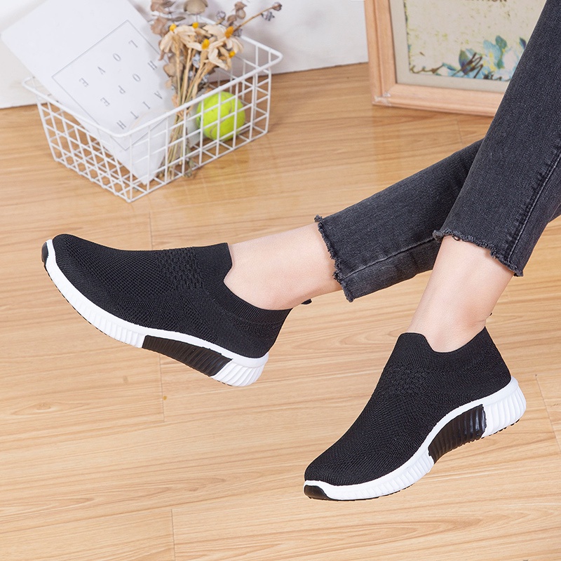 Batavia sepatu wanita murah rajut-A139 BLACK