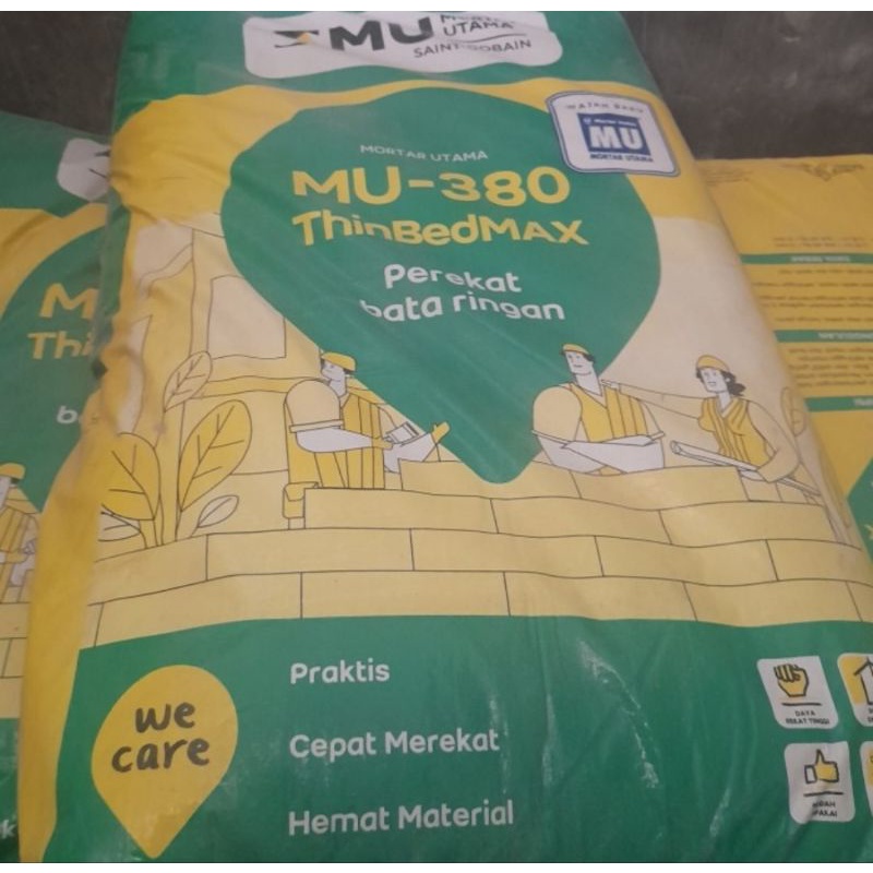 Mortar Utama Mu 380 Perekat Bata Ringan Mu380 Thinbedmax 40Kg Terbaru