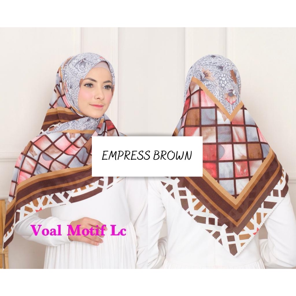 COD PROMO DENAY KW HIJAB SEGIEMPAT VOAL MOTIF / JILBAB DEENAY KW MOTIF TERMURAH-EMPRESS BROWN