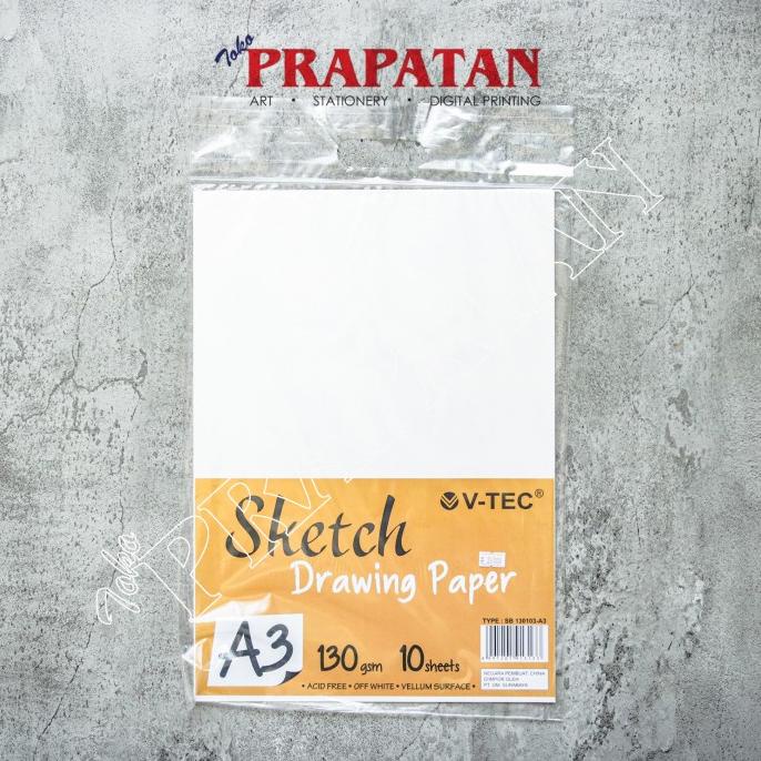 

V-TEC SKETCH DRAWING PAPER A3 130 GSM 10 LEMBAR VELLUM SURFACE