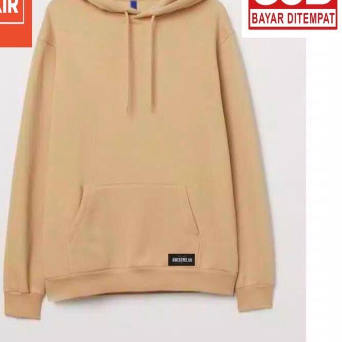 ♣ Hoodie Polos Pria Wanita Warna Cream Original Awesome.co ✭