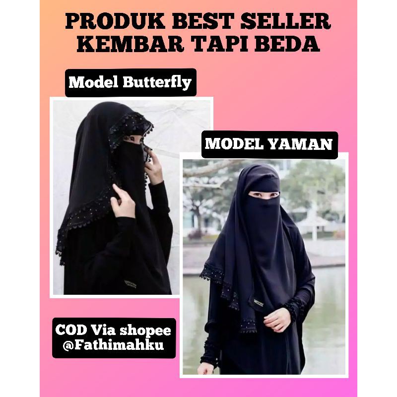 NIQAB BUTTERFLY RENDA/CADAR 2 LAYER/NIQOB MANIK