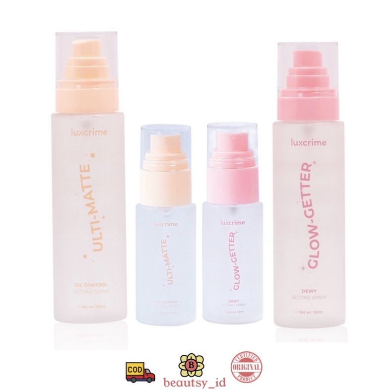 Luxcrime Setting Spray Ulti Matte Oil Control / Glow Getter Dewy Original COD 50ml 150ml