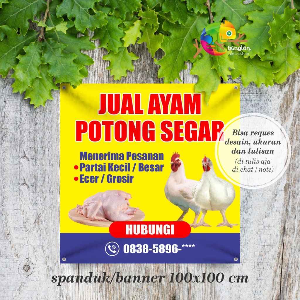 Jual Size 100x100 Cm, Spanduk Banner Jual Ayam Potong Segar | Shopee ...