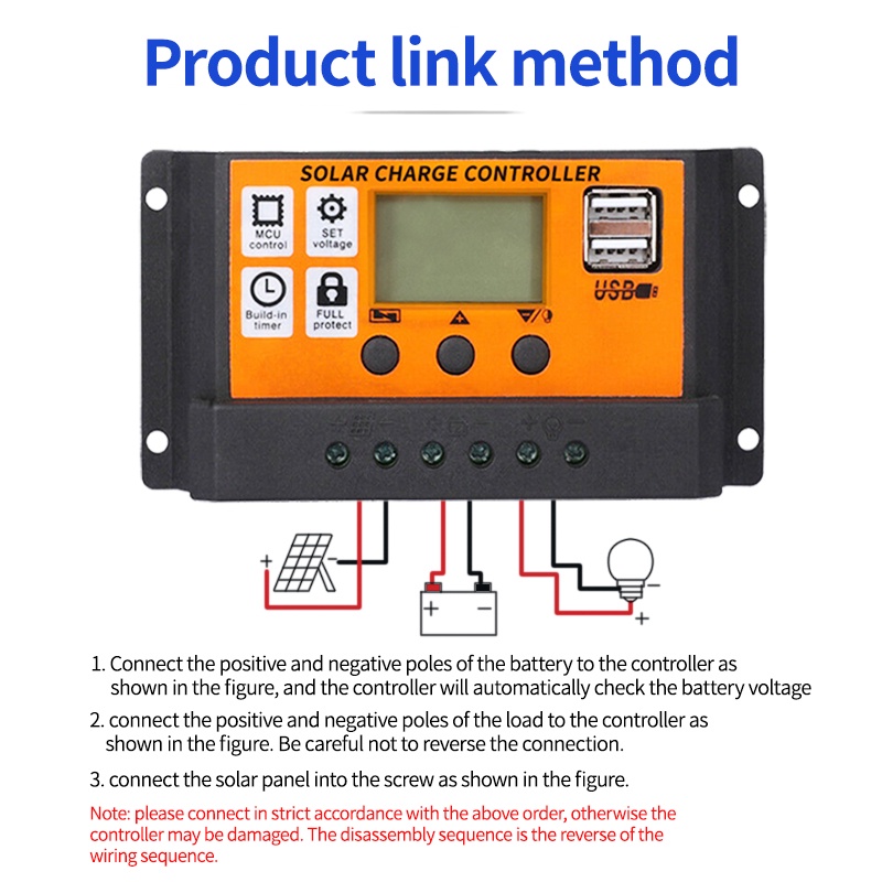 PWM Solar Charge Controller LCD Display Dual USB Output 12V /24V