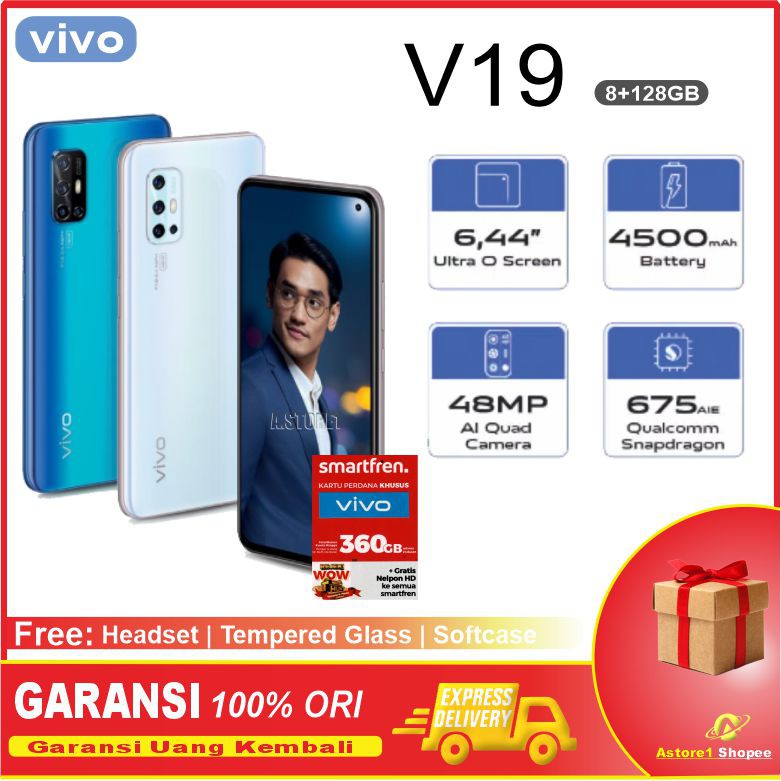 Vivo V19 [8+128GB] Ultra O Screen,48MP AI Quad Camera | Garansi Resmi