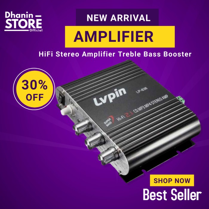 CUCI GUDANG Power Amplifier Amplifer Ampli Mini Audio Mobil Class D 12v 12 Volt Stereo 2.1 Bass Boos