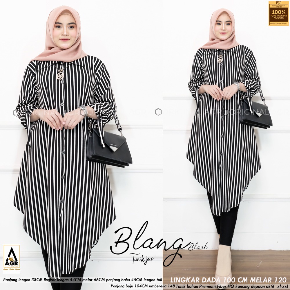 Tunik Jumbo Model Terbaru Baju Wanita Dewasa Terlaris Tunik Motif Garis Murah Blang Tunik
